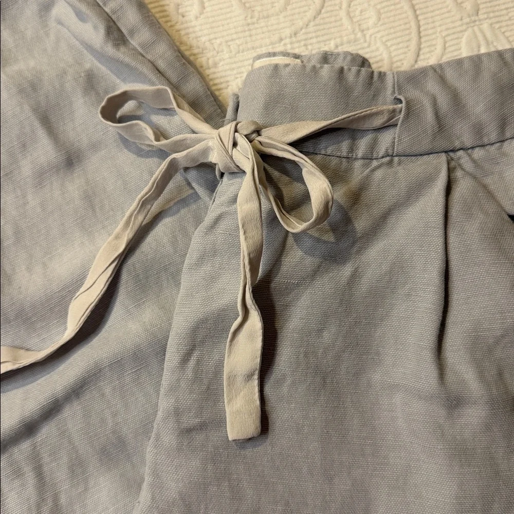 Wilfred Light Gray Drawstring Crop Joggers Linen Blend Size 4. Pockets